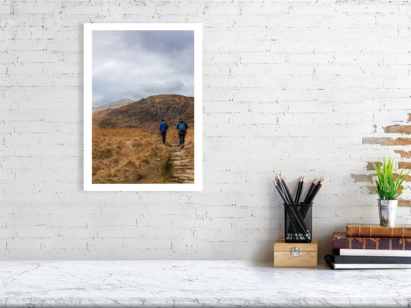 The hills, set in a minimalist office settings, pencil containter, books and a small plant. Place on a white painted brick wall.